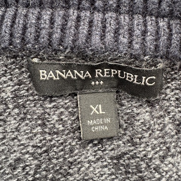 BANANA REPUBLIC Zip Up Button Front Cardigan‎ Sweater Mens XL Gray Wool Blend - Picture 2 of 16